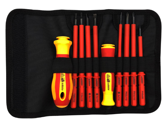.Insulated screwdriver set with plum-cross line bag for household maintenance electrician's anti-electric screwdriver batch